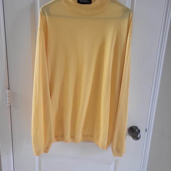 St. Croix Men's Crewneck Sweater in Soft Yellow - Picture 6 of 7
